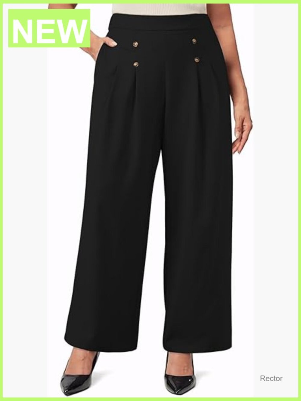 Plus Size Wide Leg Dress Pants High Waisted Pleated Trousers Office Work